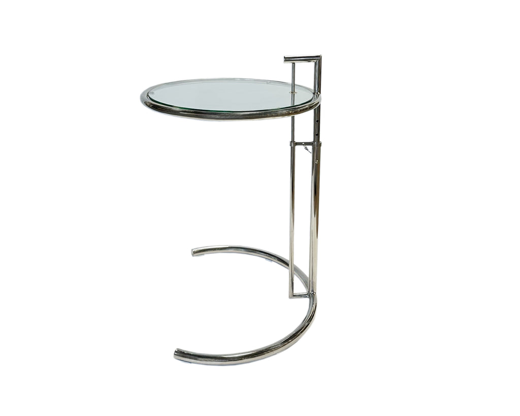 Eileen Gray E-1027 Style Chrome and Glass Accent Table