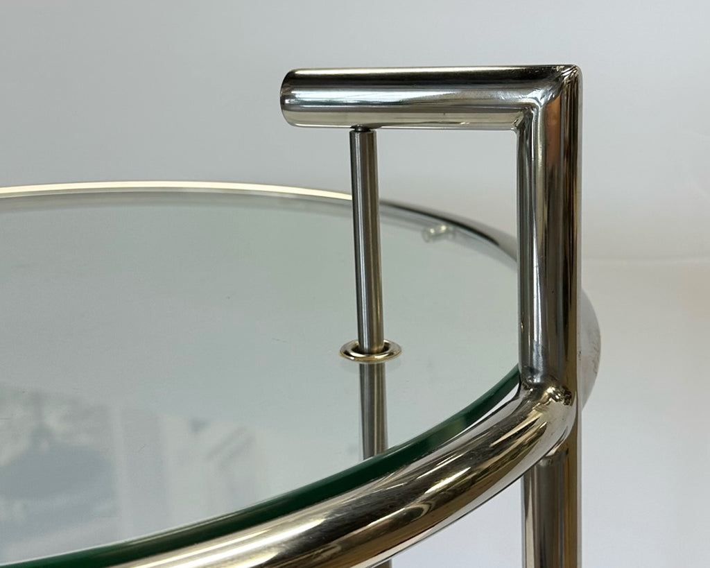 Eileen Gray E-1027 Style Chrome and Glass Accent Table