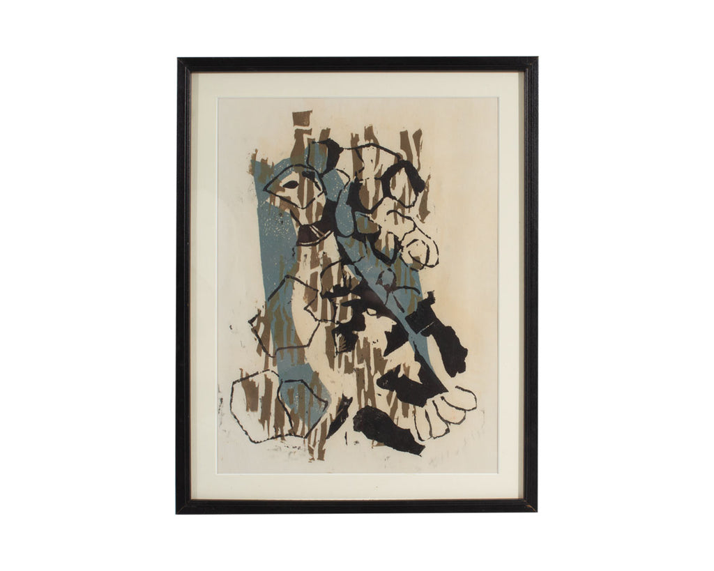 Abstract Woodblock of a Bird by Artist June Skowronski Onesti