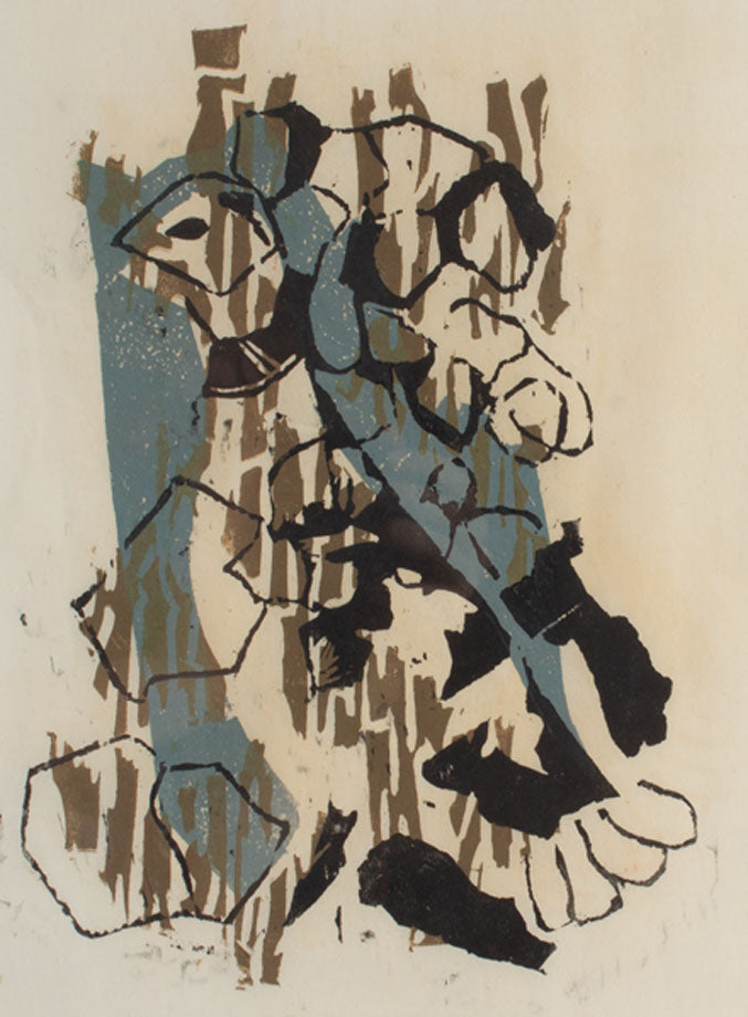 June Skowronski Onesti Abstract Woodblock of a Bird