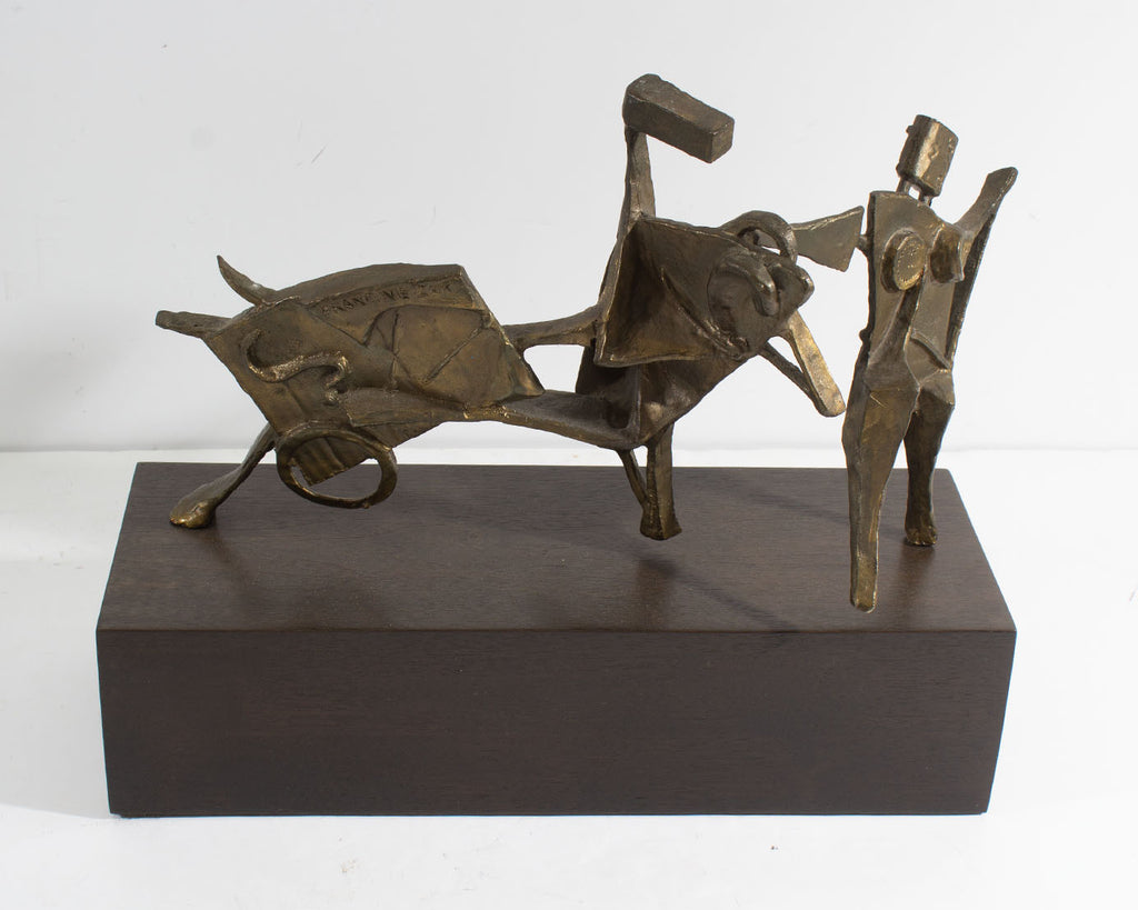 Francine Zak Signed Cubist Style Bronze Abstract Sculpture
