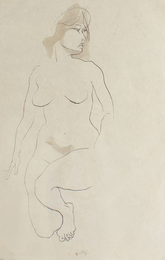 Abstract Ink Drawing of a Nude Woman
