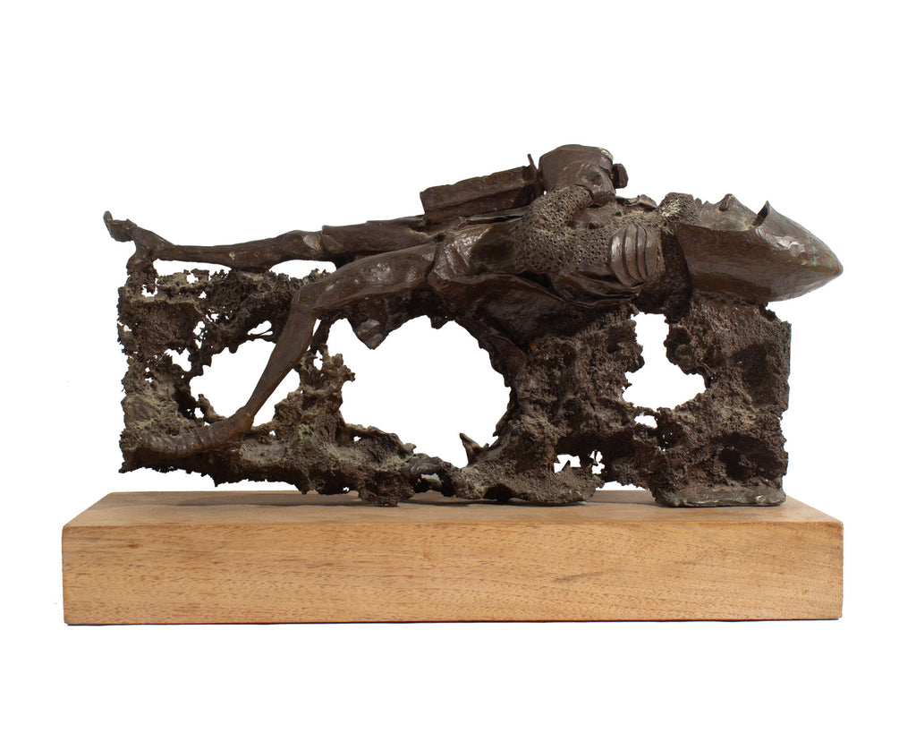 Ernest Badynski Signed Abstract Bronze Sculpture of a Knight
