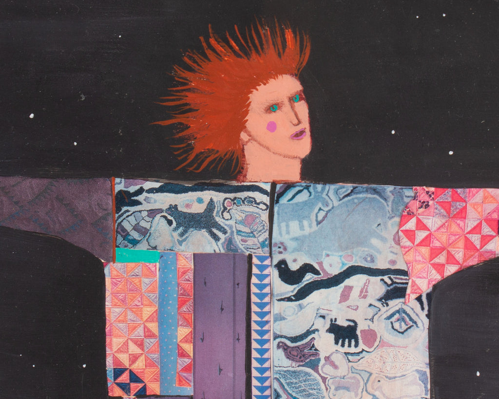 Leslie Trewyn Signed 1990 “Wild Child” Abstract Mixed Media Painting