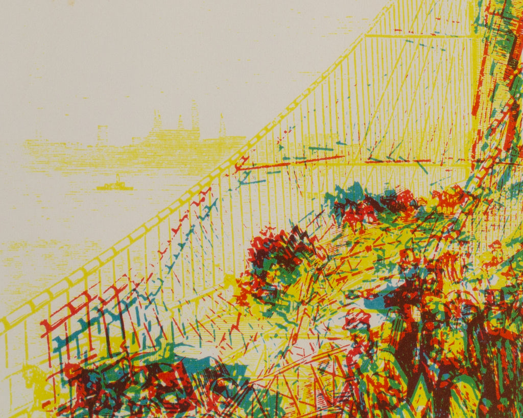 Pol Bury Signed 1966 “Cinetization X” Serigraph of the Brooklyn Bridge