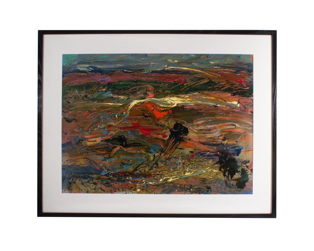 Harry Hilson Signed Acrylic on Paper Abstract Landscape Painting