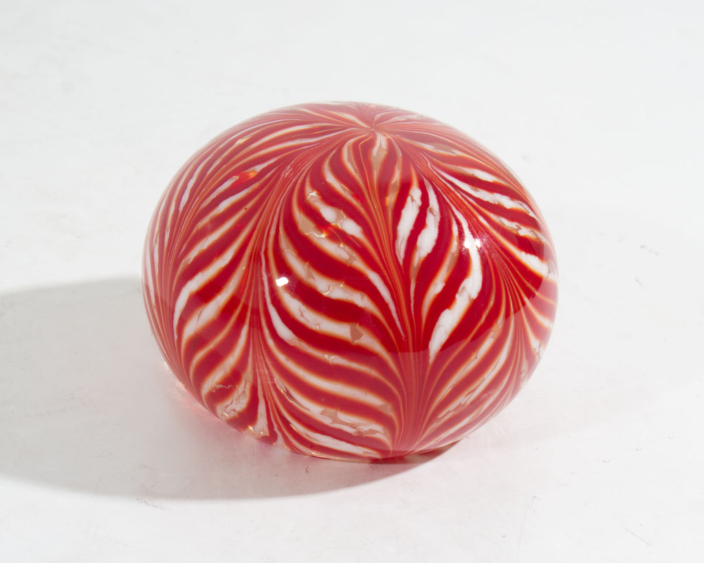 Darby Graham Signed 2000 Art Glass Pulled Feather Paperweight