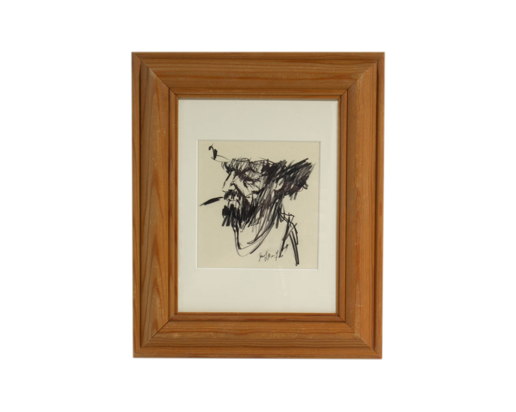 James Bruch Signed 1968 Charcoal Drawing of a Man