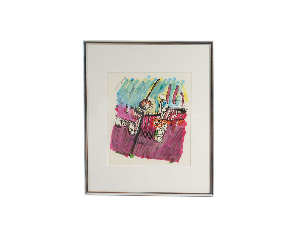 James L. Bruch 1960s Abstract Mixed Media Drawing