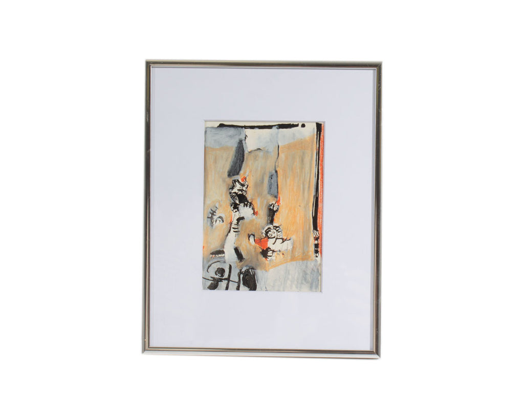 James L. Bruch 1960s Abstract Mixed Media Drawing