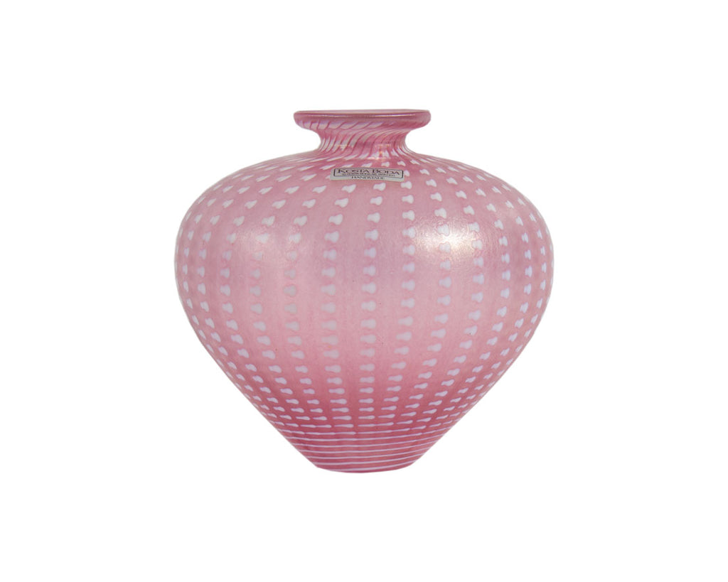 Bertil Vallien Kosta Boda 1980s “Minos” #48466 Pink and White Glass Vase