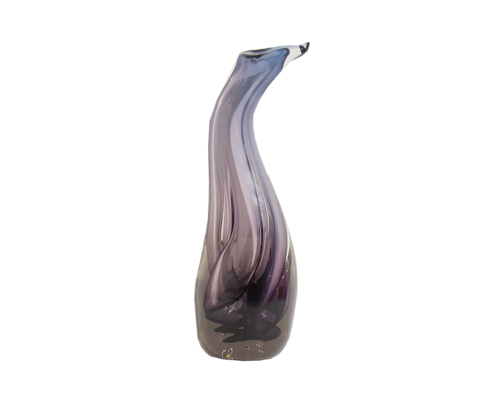Brian Lonsway Signed 1980 Art Glass Purple Freeform Vase
