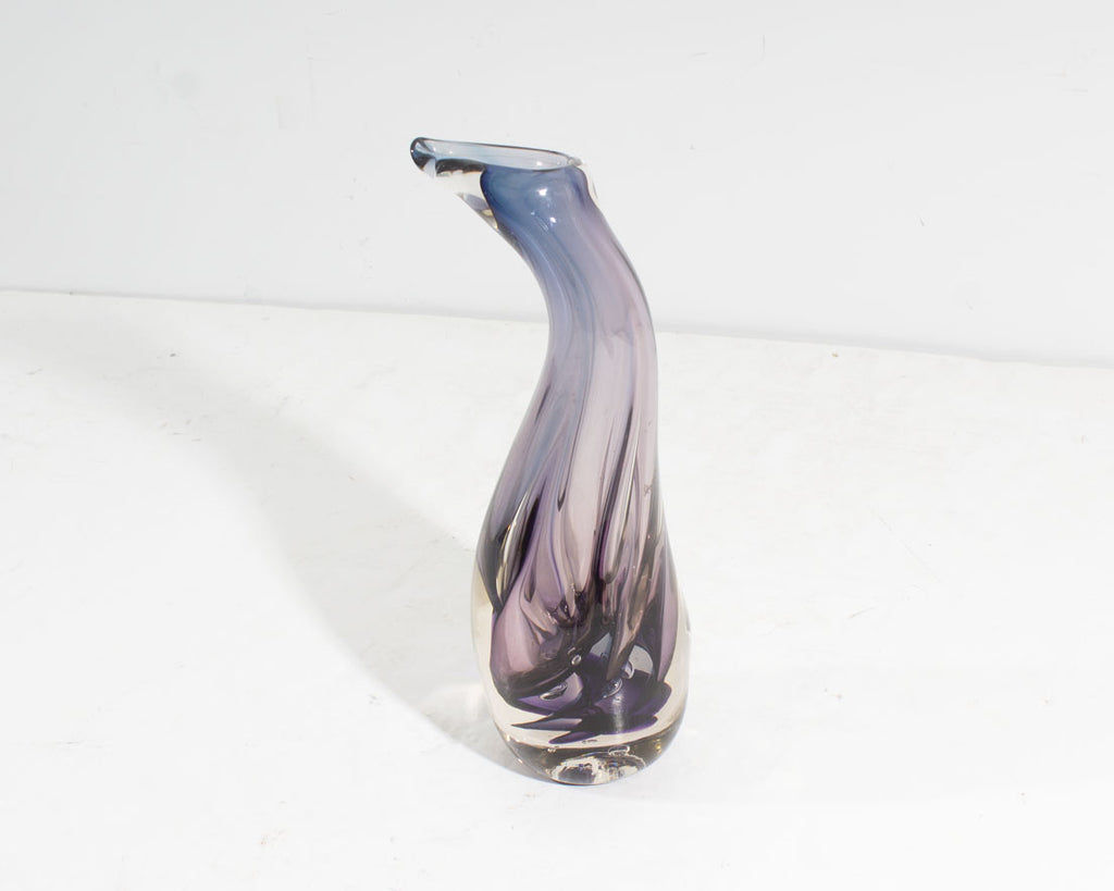 Brian Lonsway Signed 1980 Art Glass Purple Freeform Vase