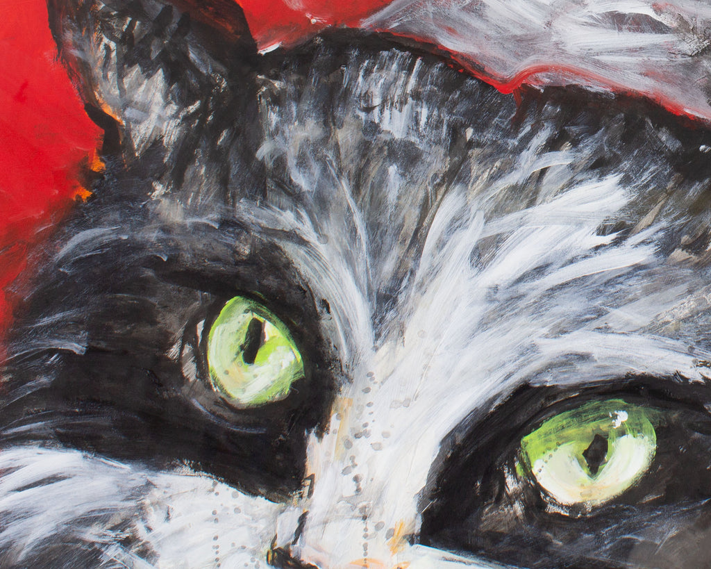 James L. Bruch Abstract Acrylic on Paper Painting of a Cat