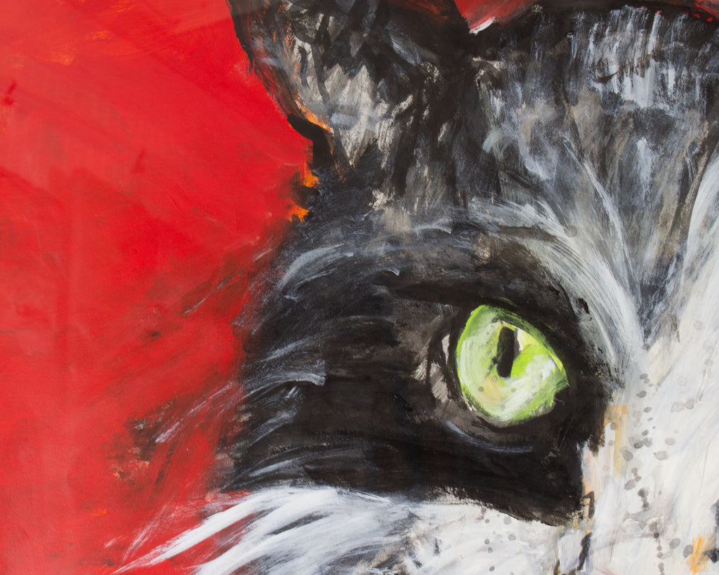 James L. Bruch Abstract Acrylic on Paper Painting of a Cat