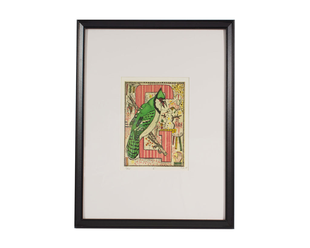 Tony Fitzpatrick Signed 2012 “G” Limited Edition Color Etching