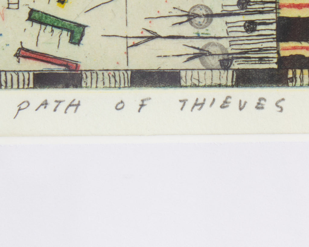 Tony Fitzpatrick Signed 2012 “Path of Thieves” Limited Edition Color Etching