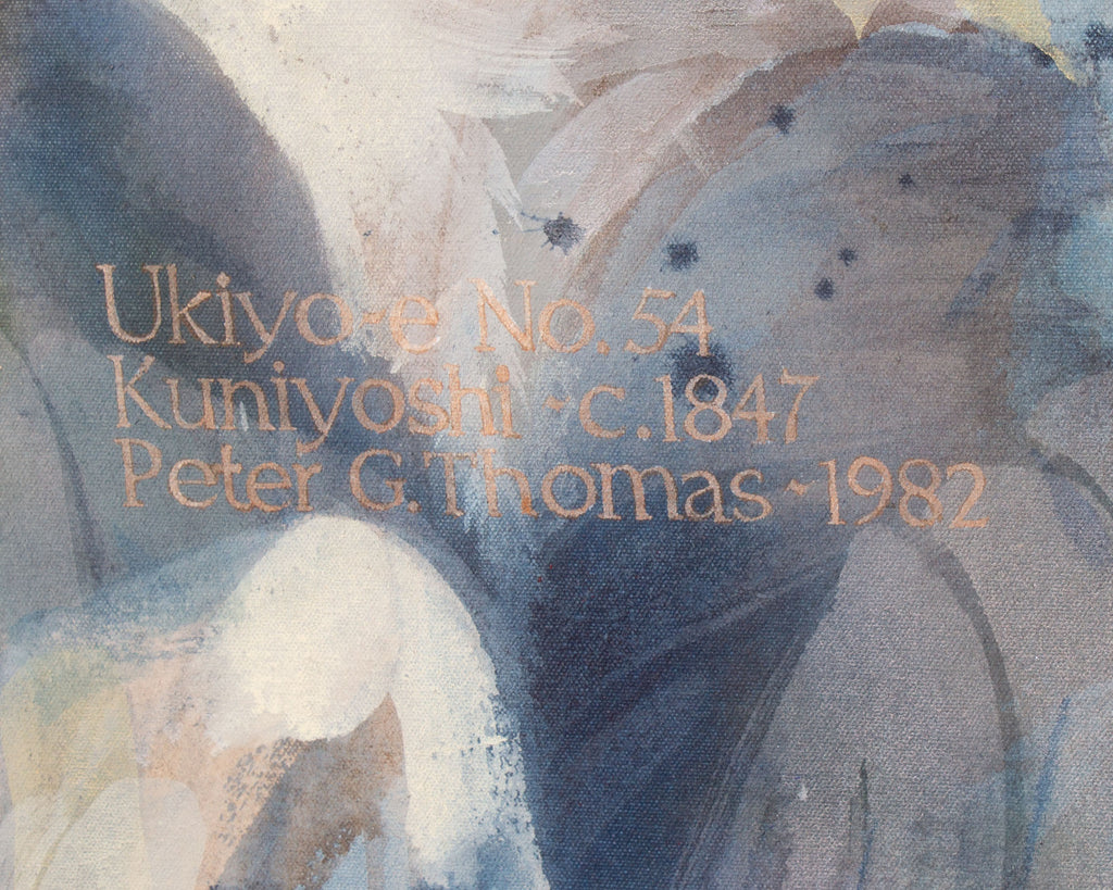 Peter Gethin Thomas Signed 1982 “Ukiyo-e No. 54 Kuniyoshi C. 1847” Oil on Canvas Painting
