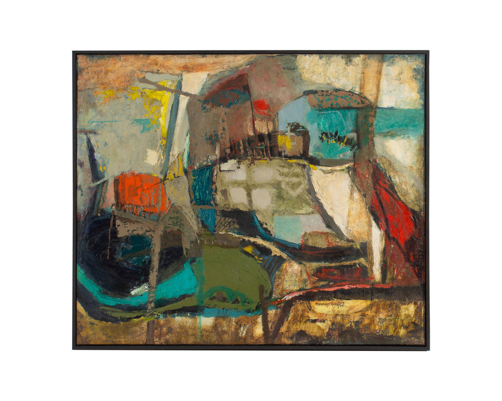 Harry Engel Signed Oil on Board Abstract Painting