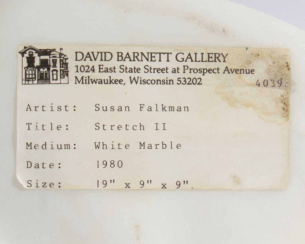 Susan Falkman Signed 1980 “Stretch II” White Marble Sculpture