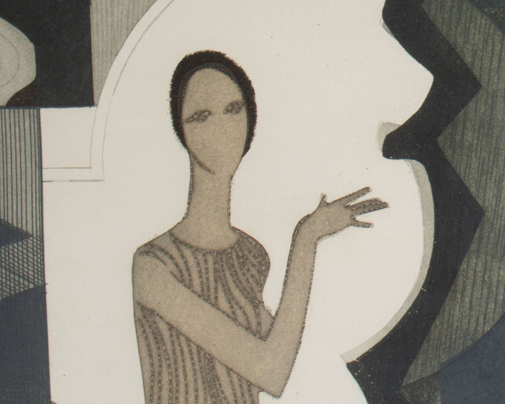 Andre Minaux Signed Limited Edition Aquatint Etching of a Woman