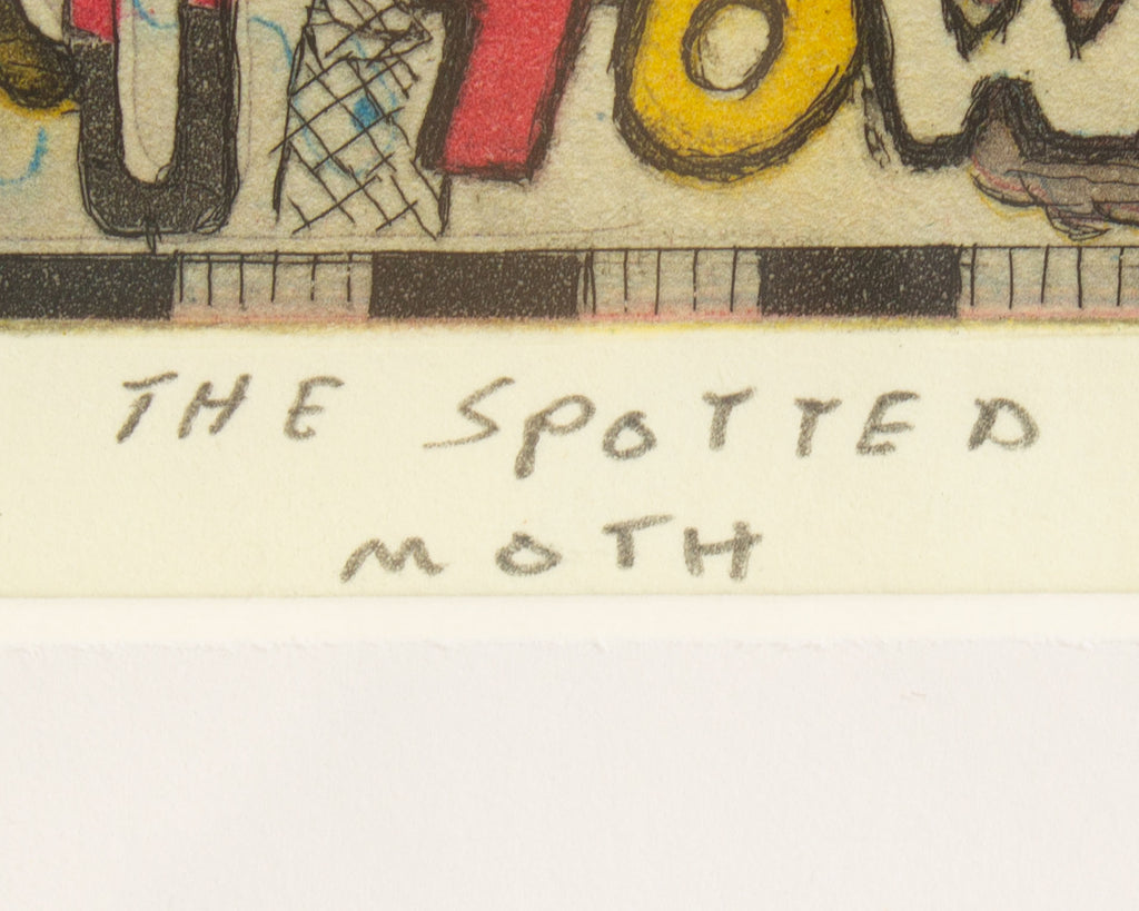 Tony Fitzpatrick Signed 2012 “The Spotted Moth” Limited Edition Color Etching