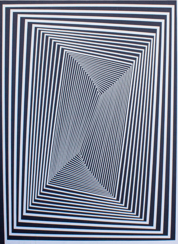 Greg Russell Signed 2007 Op Art Acrylic on Board Painting