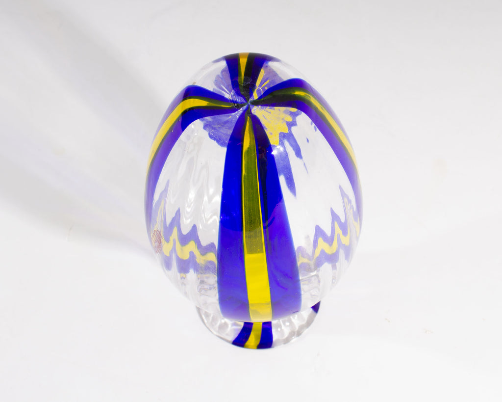 Oggetti Italian Glass Blue and Yellow Vase
