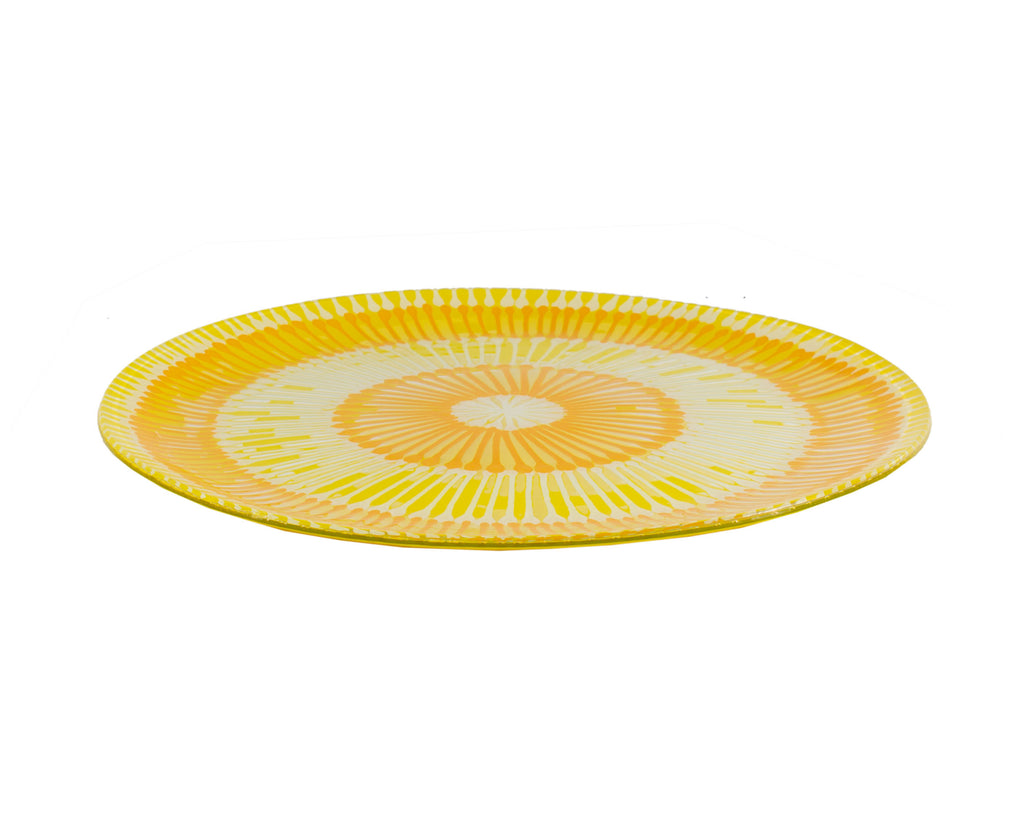 Higgins Glass Yellow and Orange 13.75” Platter