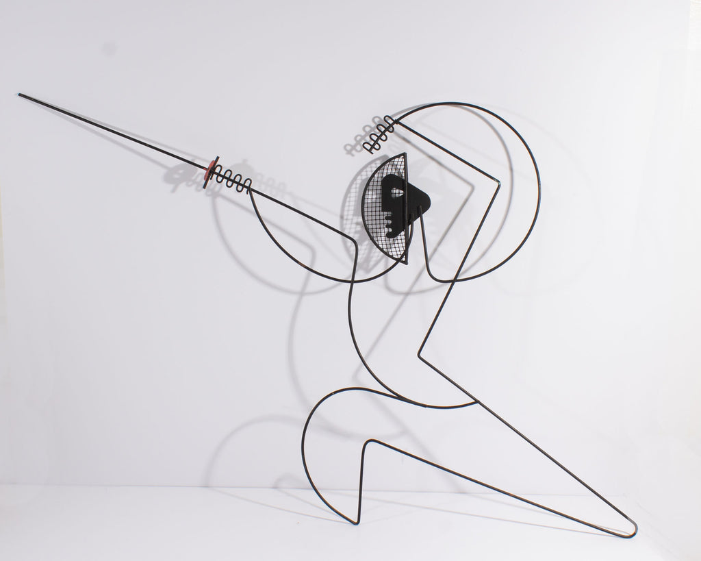 Frederic Weinberg Mid-Century Metal Fencer Wall Sculptures