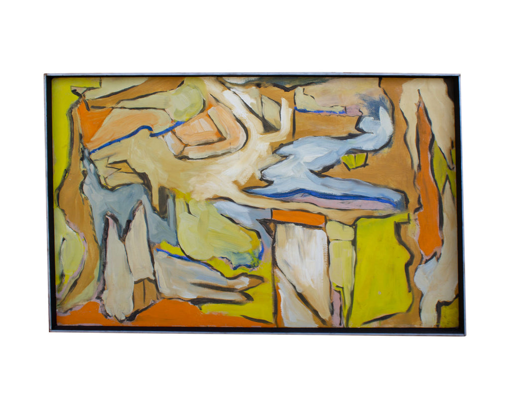 Steve Redman Signed 1960s Oil on Canvas Abstract Painting
