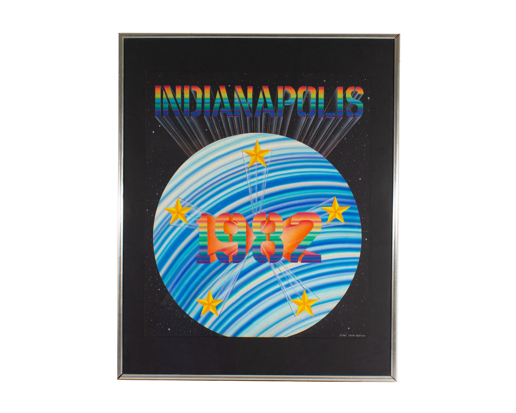 Steve Redman Signed “Indianapolis 1982” Mixed Media Collage Poster Design