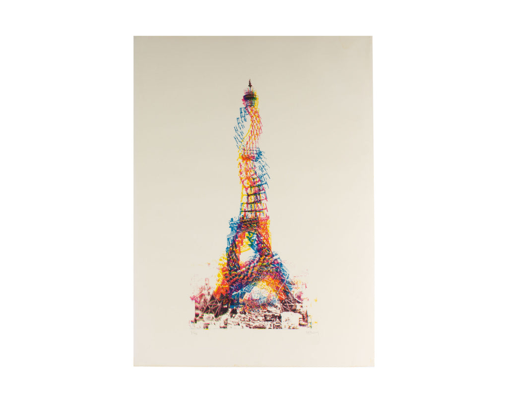 Pol Bury Signed 1966 “Cinetization X” Serigraph of the Eiffel Tower
