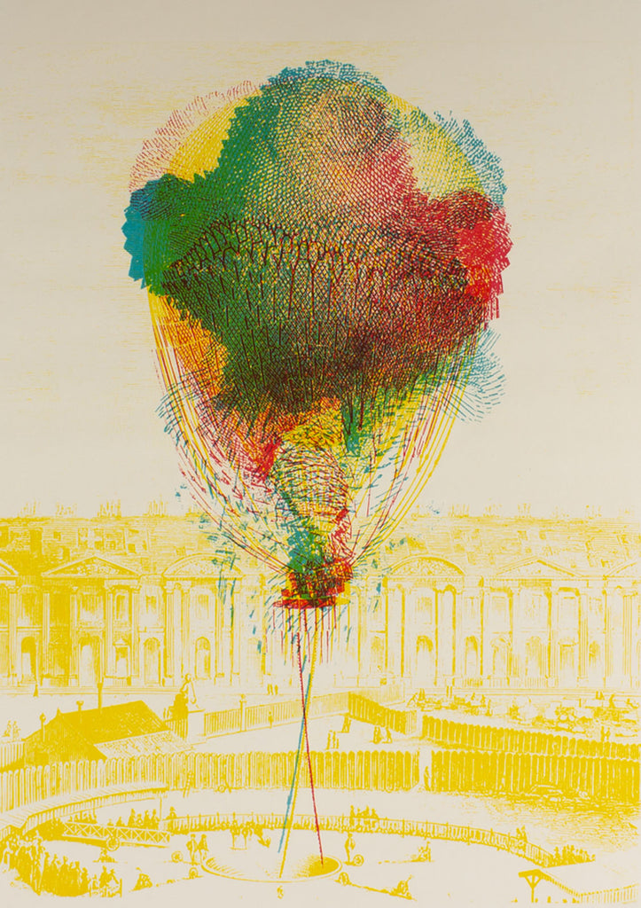 Pol Bury Signed 1966 “Cinetization X” Serigraph of Hot Air Balloon