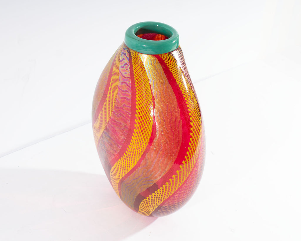 Ken and Ingrid Hanson Signed 2019 Art Glass Vase