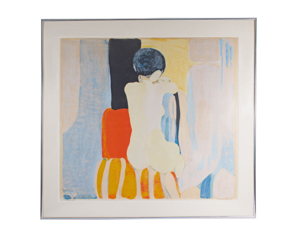 Roger Mühl Signed Limited Edition Abstract Lithograph of a Seated Nude