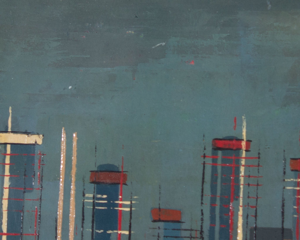 Hansen Signed 1962 Abstract Cityscape Painting
