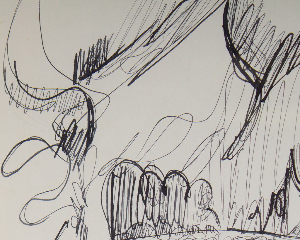 Harry Hilson Signed “Worlds #1” Abstract Ink Landscape Drawing