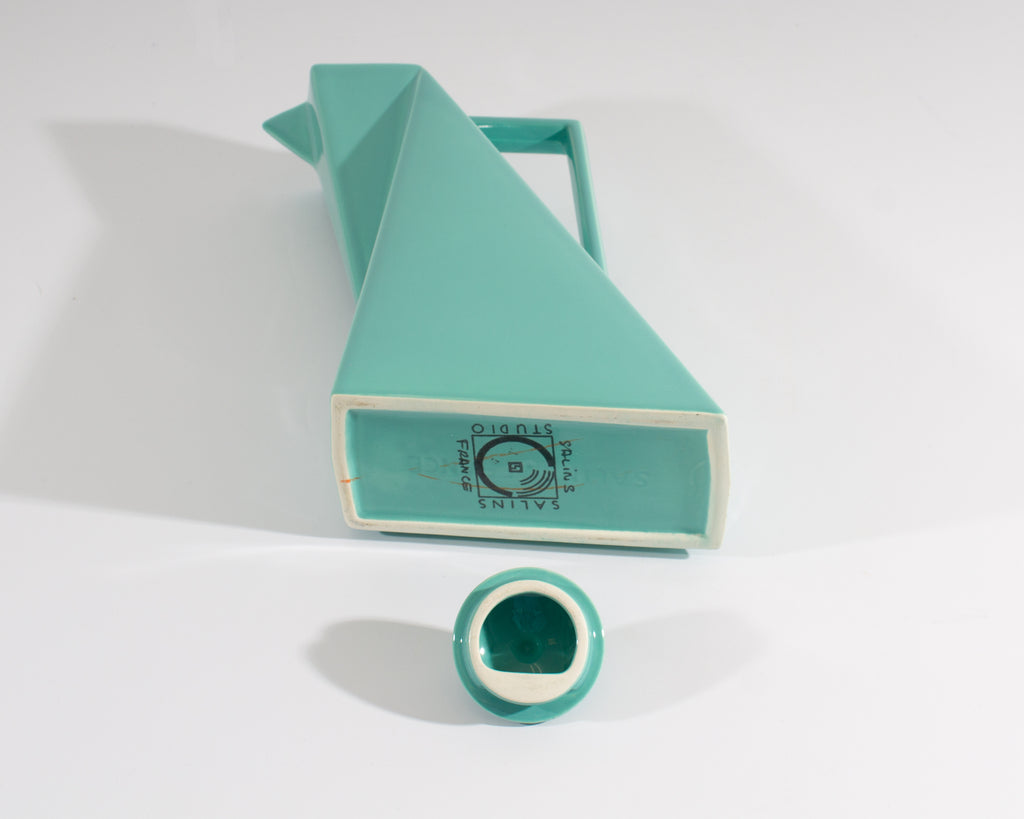 Pierre Casenove Salins France Postmodern Teal Ceramic Coffee Pot