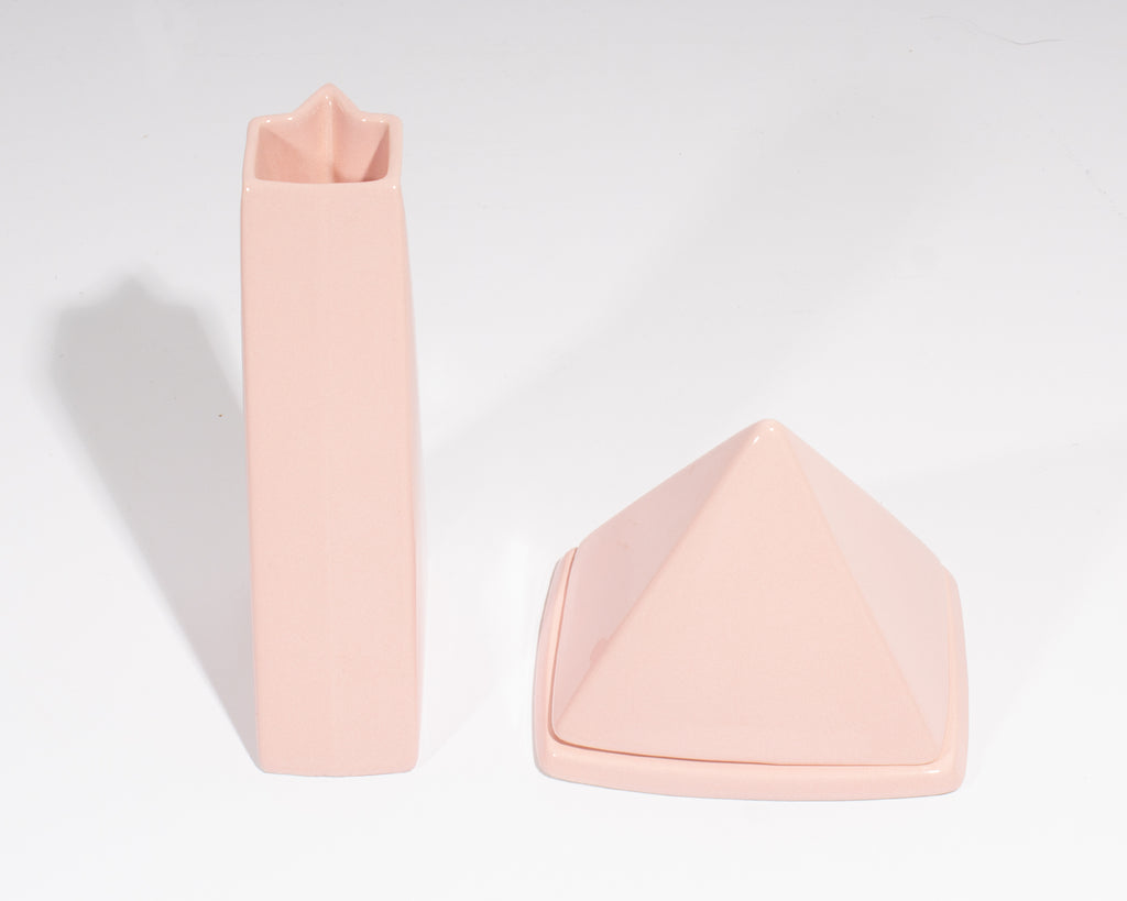 Pierre Casenove Salins France Postmodern Pink Ceramic Creamer and Sugar Bowl