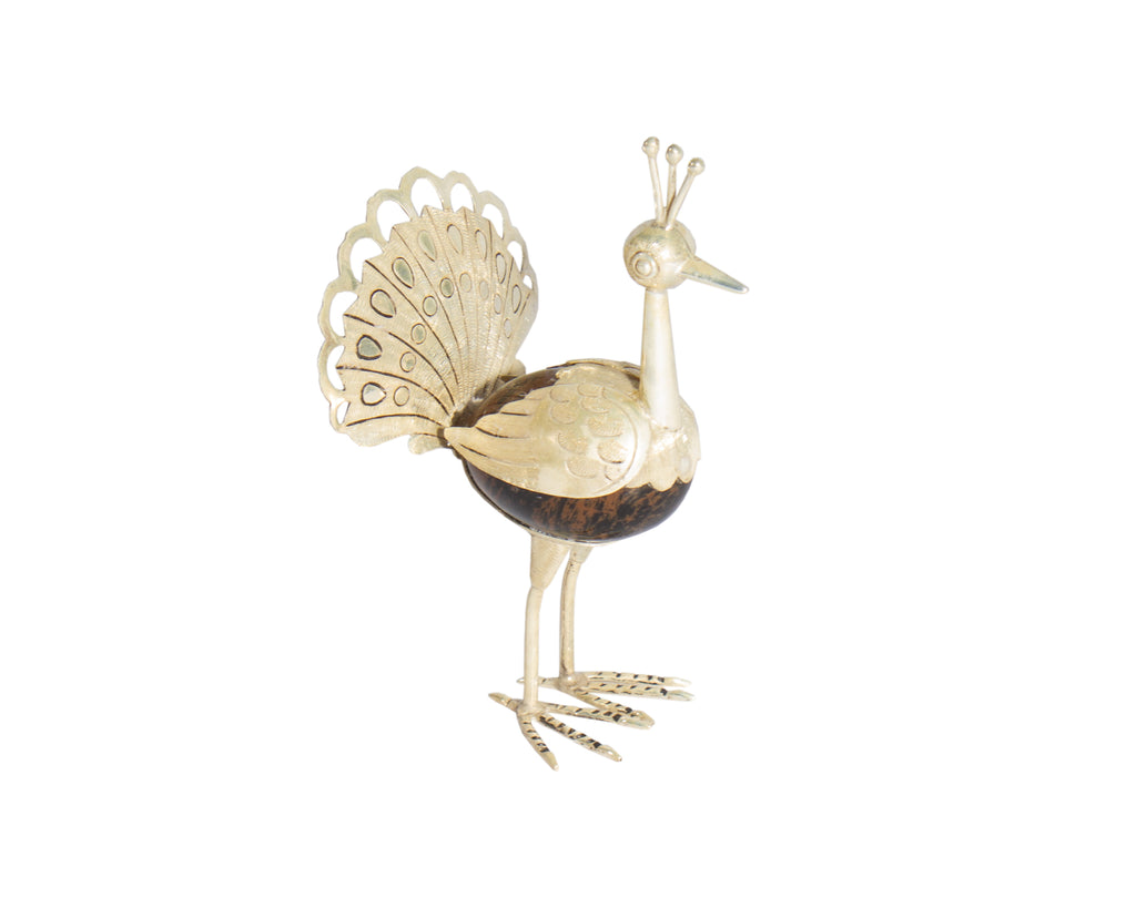 Mexican Sterling Silver Peacock Bird Figurine