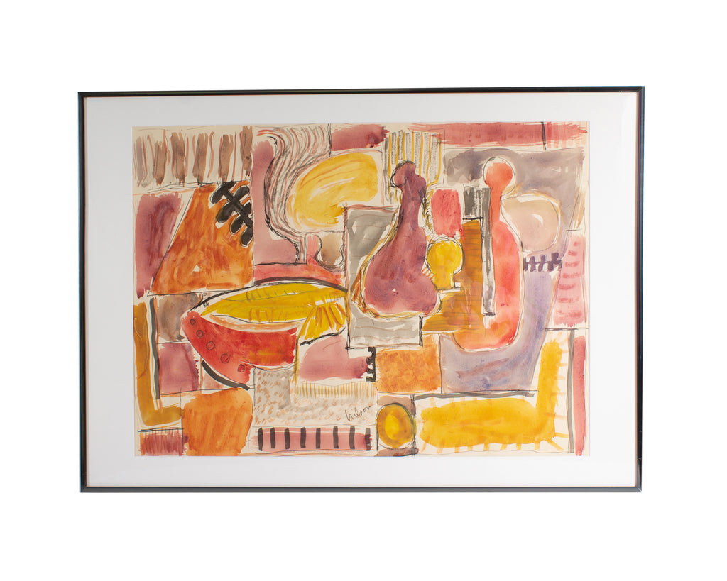 Harry Hilson Signed Abstract Watercolor Painting