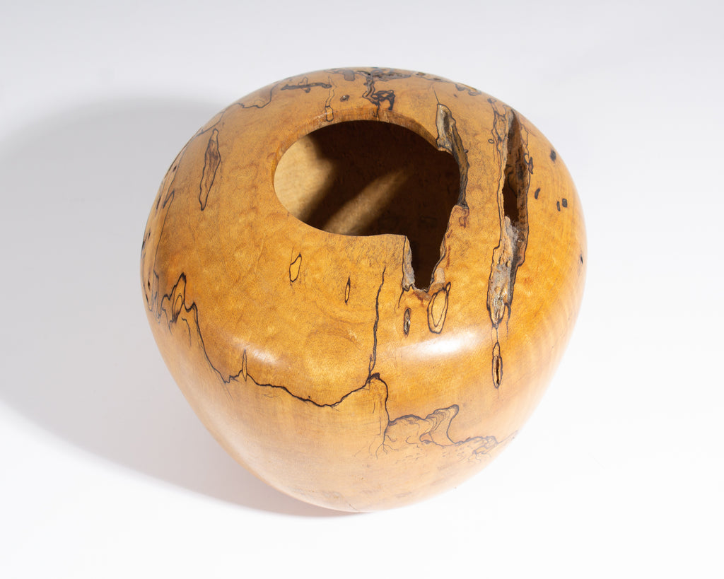 John Dodge Meyer Signed Wormy Spalted Maple Turned Wood Vase