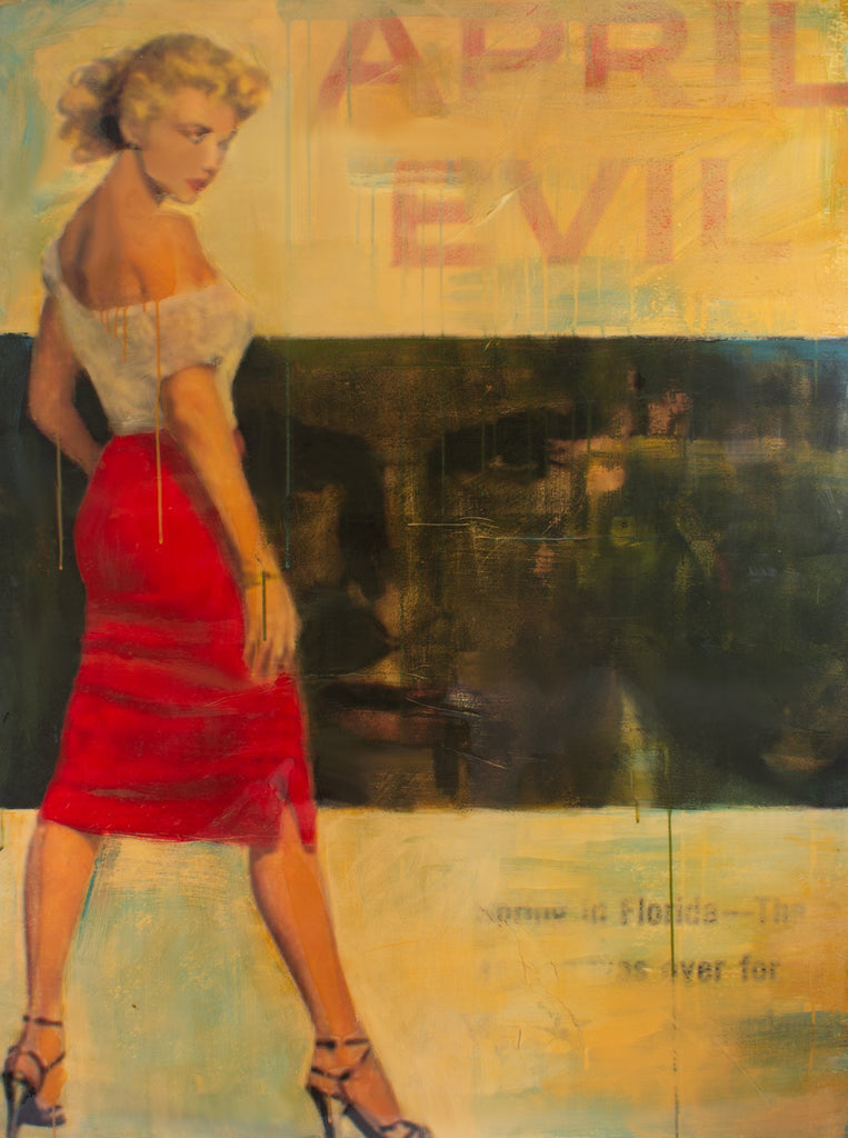 Ilona Zaremba Signed 2006 “April Evil” Encaustic on Panel