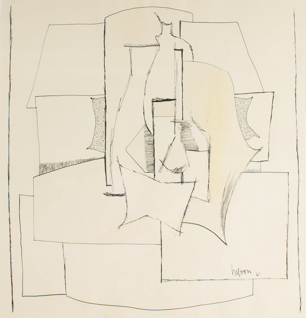 Harry Hilson Signed 1961 Structure Series Ink Drawing