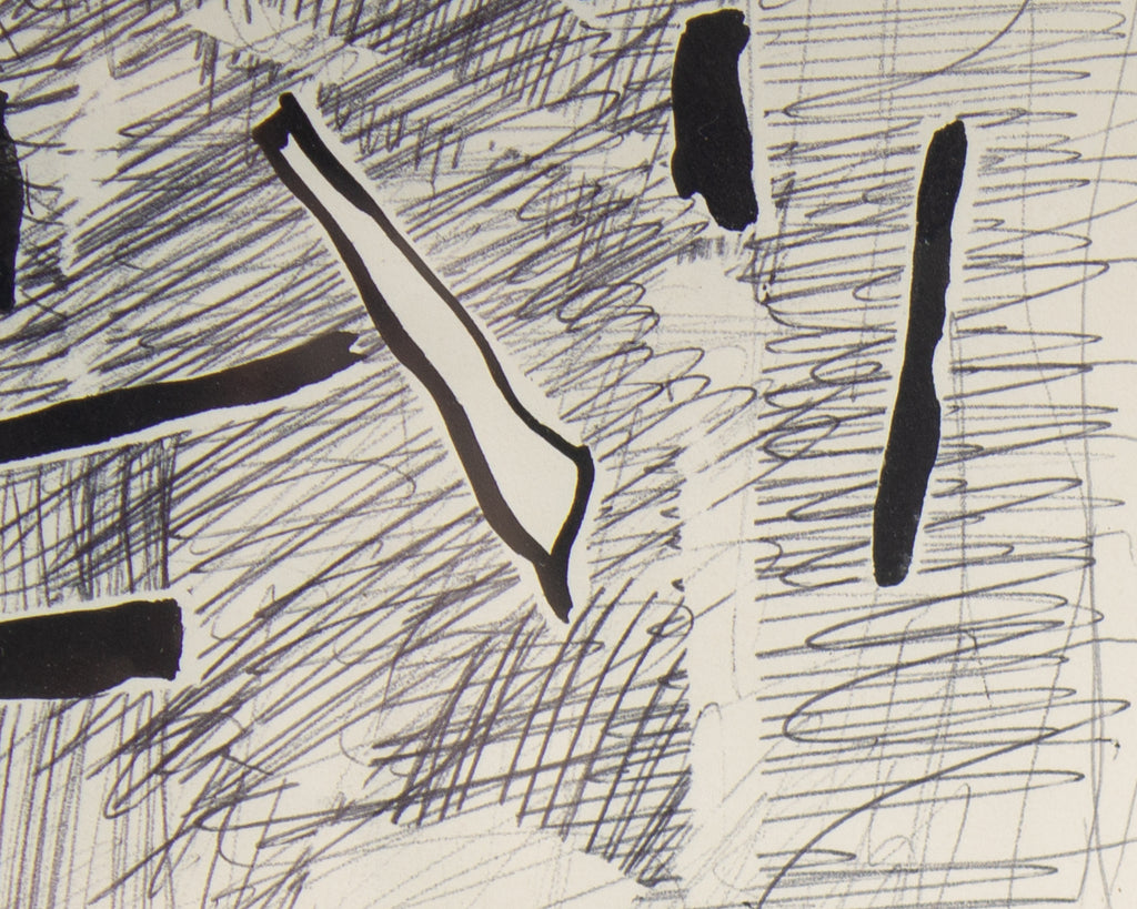 Harry Hilson Signed 1960s Abstract Ink Drawing