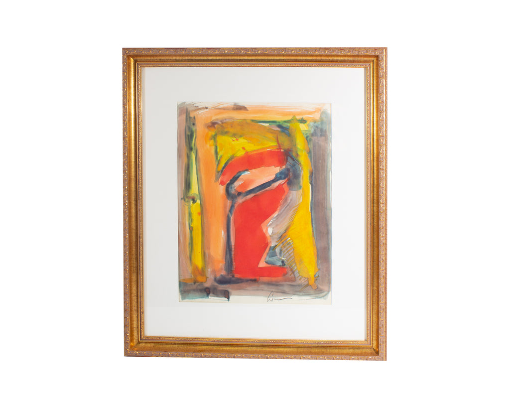 Harry Hilson 1960s Signed Abstract Watercolor Painting