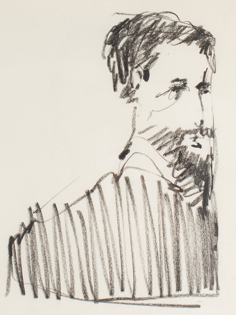 James L. Bruch 1960s Abstract Charcoal Portrait Drawing