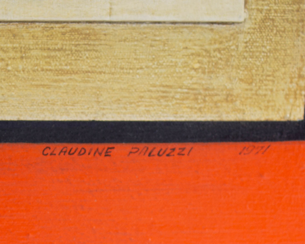 Claudine Paluzzi-Kelsey Signed 1971 “Computer” Abstract Mixed Media Painting