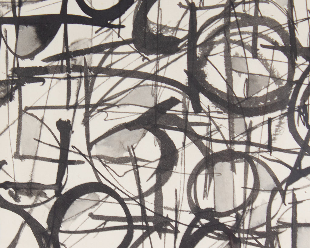 Harry Hilson 1960s Abstract Ink Painting